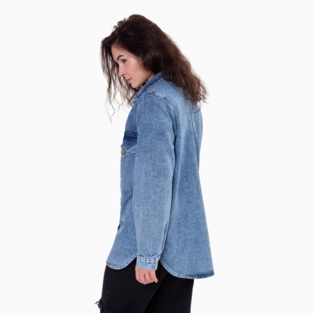 Denim shirt female, dark blue color, size S (42-44)-7