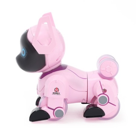 Robot Dog "Pappy", with programming, on the control panel, interactive: sound, light, on the battery, pink-1
