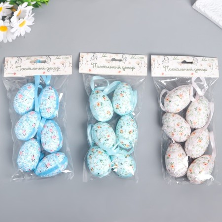 Decor Easter suspension "Egg with flowers and patterns" set 6x4 cm