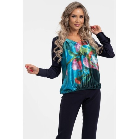 Female blouse, size 50, blue color-1