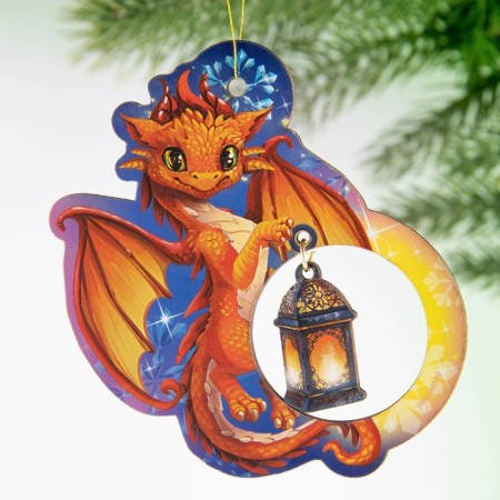 Suspension on the Christmas tree "Dragon", 8.9 x 9.1 cm