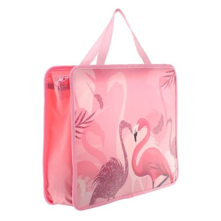 Folder with A4 handles, 330 x 260 x 75 mm, plastic, pens, Calligrata "Flamingo"-1