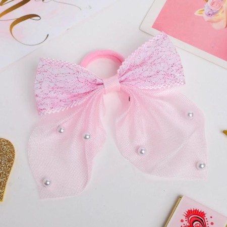 Hair gum "Bow Lily Air" 8x7 cm, pink