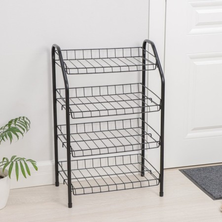 Shoe shelf collapsible, 4 tiers, 46 × 28 × 70 cm, black color-1