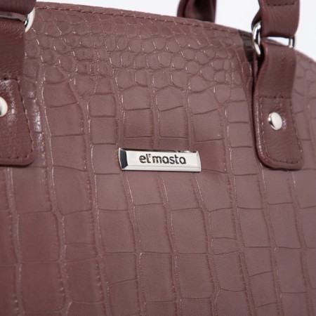 Women's bag El Masta with a zipper, outer pocket, long belt, coffee color-4