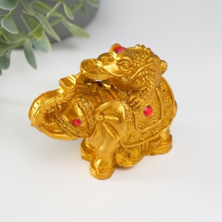 NECK Polystone Bronze "Elephant with Cash toad on the back" 7.5x9.3x5.2 cm-4