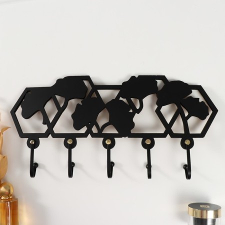 Decorative tree hooks "Leaves" Black, Mirror 4.5x42.5x20.3 cm-3