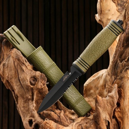 Tactical knife "Alfa" 23cm, blade 110mm/3mm, with fiberglass and sling, green-1