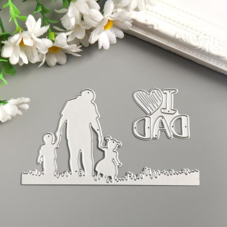 Cutting knife steel "dad with children" set 2 elements 6.6x12 cm