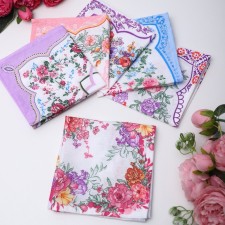 Платок носовой женский 28х28 см-6шт, рис 21218-2, МИКС, ситец 100г/м, хл100%