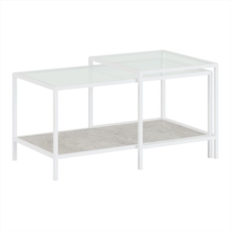 Table Journal Duet, 941 (488) x488 (544) x457 (500), white Muar/Metropolitan Gray/Glass-1