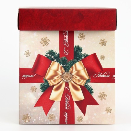 Folding box with 3D effect "Happy New Year", Christmas tree, 11 x 11 x 13 cm, New Year-4