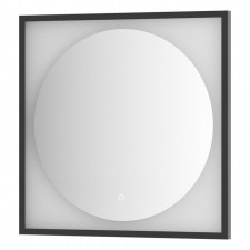 Зеркало в багетной раме с LED-подсветкой 15 Вт, 70x70 см, сенсорный выключатель, тёплый белый свет,