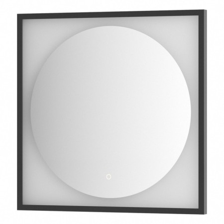 Mirror in a baguette frame with LED lighting 15 W, 70x70 cm, sensory switch, warm white light,