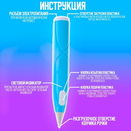 3D handle, PCL set of plastic luminous in the dark, mod. Pn015, blue color-1