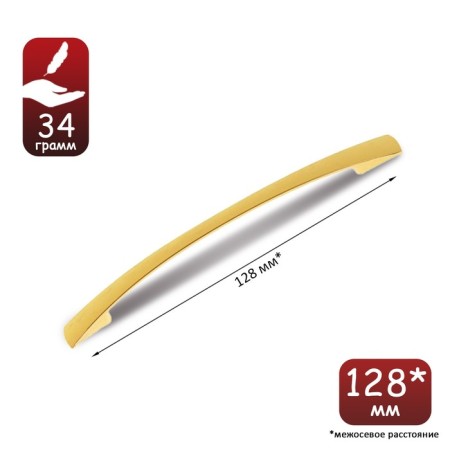 Handle-slop RS002, m/o 128 mm, color gold, 4 pcs TMP-2