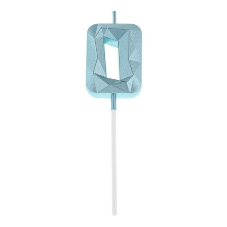 Candle in the cake on the skewer "Almaz", the number "0", blue, 4.8x2.6 cm-5