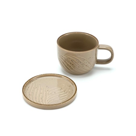 Tea couple Dolce Ceramo. "Sandy shore", 2 items: mug 200 ml, saucer d = 10 cm-1