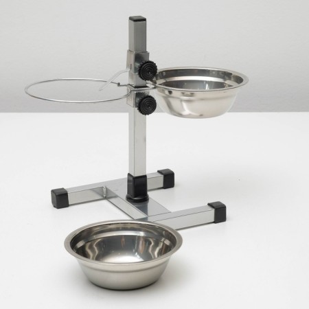 Stand with bowls, 2 x 500 ml, height 30 cm, collapsible with an upper latch, chrome-4