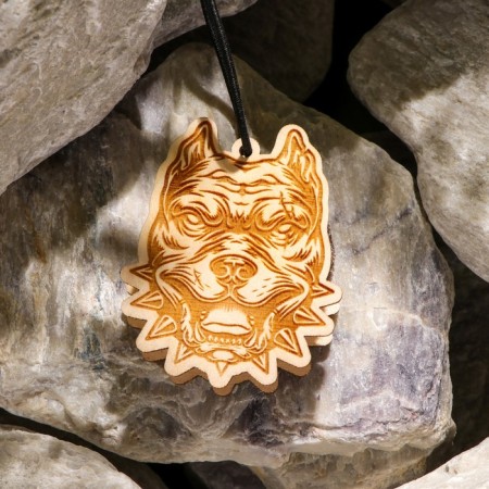 Set wooden pendant Pitbul + keychain, z-1