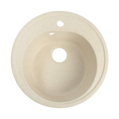 Sink for a kitchen made of stone Zein 3/Q2, D = 510 mm, round, overflow, beige color-3