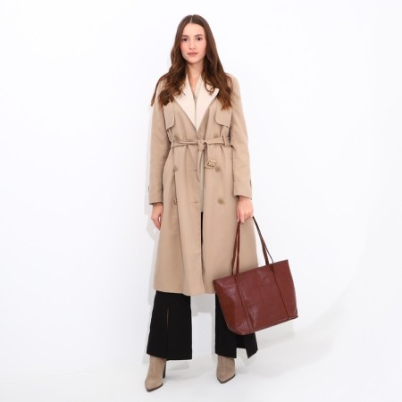 Zipper bag with zipper, brown color-5