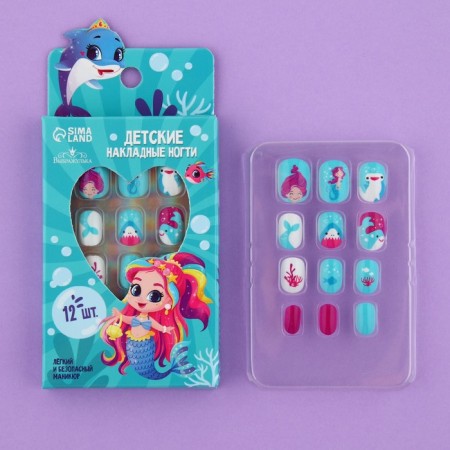 Children's false nails "Mermaid", 12 pcs-1