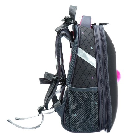 School backpack 38 x 30 x 16 cm, ergonomic back, stavia "anime with a toy, gray-3