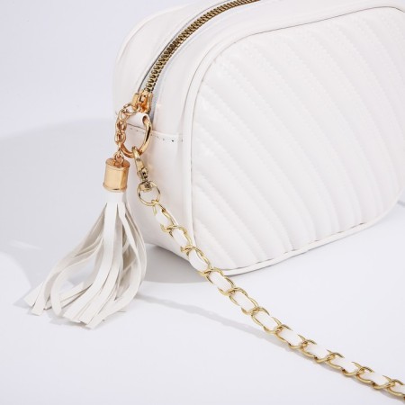 Bag Cross-Bodi with a zipper, white color-3