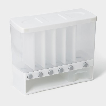 Container - a dispenser for storing bulk, 6 cells, 39 × 14.5 × 32 cm, white color