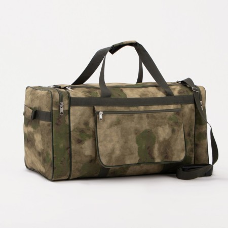 Road bag on lightning, 3 outer pockets, long belt, camouflage color/green