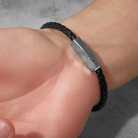 Bracelet Unisex "Enturage" pattern, black color with silver-gold, 21 cm-1