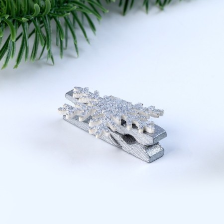 Brongs for the decor "Snowflakes" silver, 6 pcs.-3