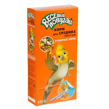 Feed "Funny Parrot" for medium parrots, selected grain, 450 g (+gift)
