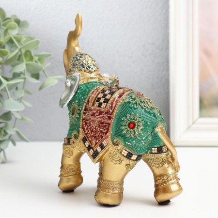 Polystone souvenir "Elephant - Red -green Popona with rubies" 12.5x5x15.5 cm-2