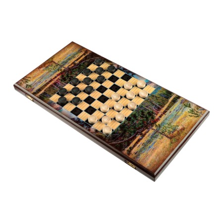 Wooden backgammon large "bear" with checkers 60 x 60 cm, board game-4