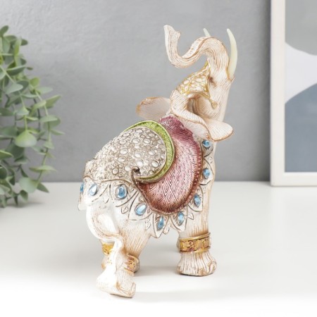 Souvenir Polystone "Elephant in Popon with sapphires" under the tree 21x18x9 cm-2