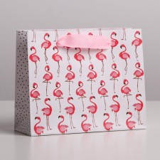 Package Gift Laminated Horizontal, Packaging, Flamingo, S 15 x 12 x 5.5 cm