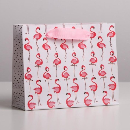 Package Gift Laminated Horizontal, Packaging, Flamingo, S 15 x 12 x 5.5 cm