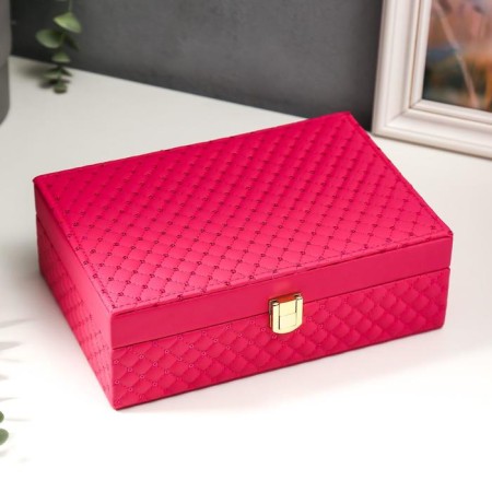 Casket to the leatherette for jewelry "with sequins" bright pink 7.5x22x15 cm