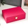 Casket to the leatherette for jewelry "with sequins" bright pink 7.5x22x15 cm