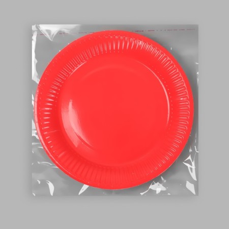 Plate plate single -toned paper, red color (18 cm)-4