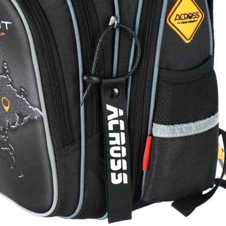 School backpack 40x33x15cm, ergonomic back, Across 410, black/orange-9