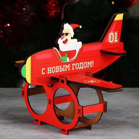Organizer for bottles "Santa Claus on an airplane"-6