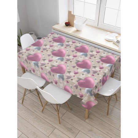 The tablecloth "Volumetric Hearts", rectangular, Saten, size 120x145 cm