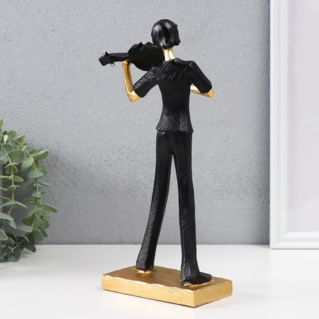 Souvenir Polystone "Violinist" black with gold 16.5x7.5x26.5 cm-1