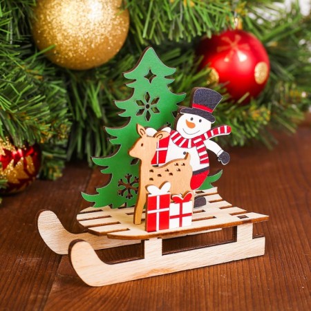 Decor "Snowman with a deer on a sleigh"
