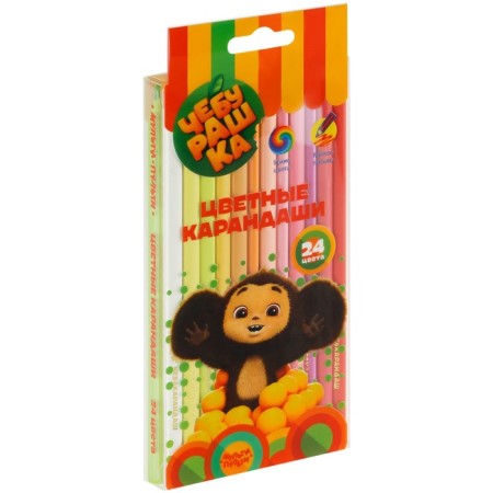 Pencils are colored 24 colors, plastic multi-bullets "Cheburashka", sharpened, euro suspension-4