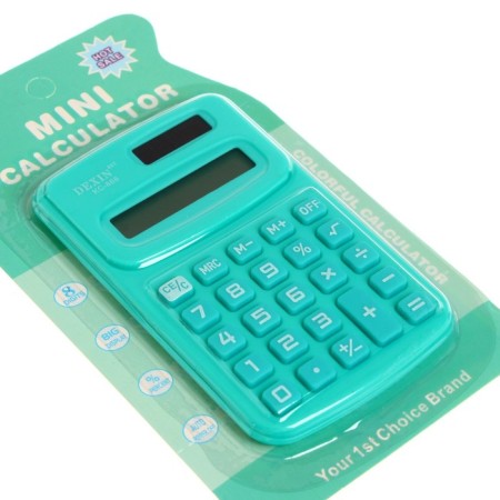 Pocket calculator with colored buttons, 8 - discharge, mix-7