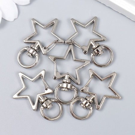 Carabiner Metal with a ring "Star" silver 3.4x2.3 cm-2